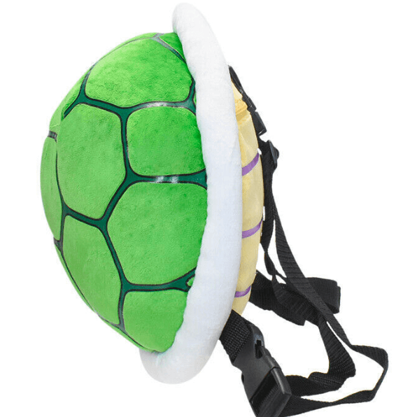 Peluche Carapace de Koopa verte avec sangle, inspirée de la série de jeux vidéo Mario.