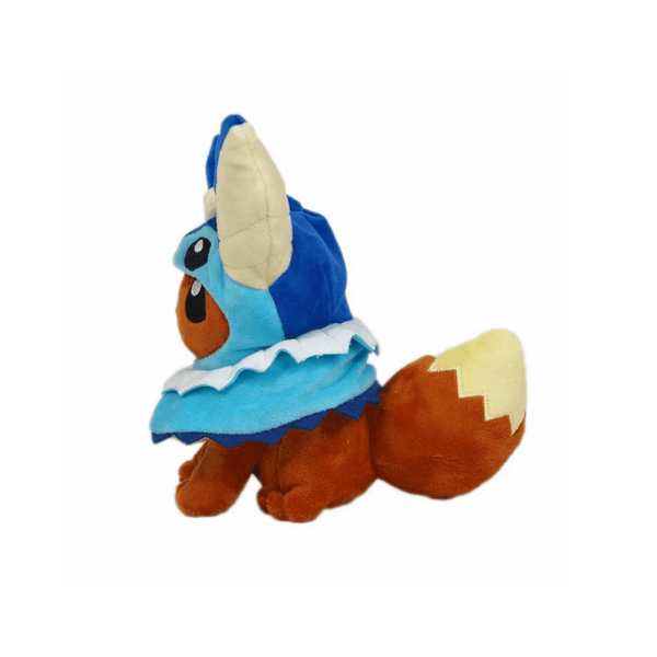 Evoli Cosplay Aquali en peluche de 20cm avec un joli costume bleu, représentant le Pokémon Aquali.
