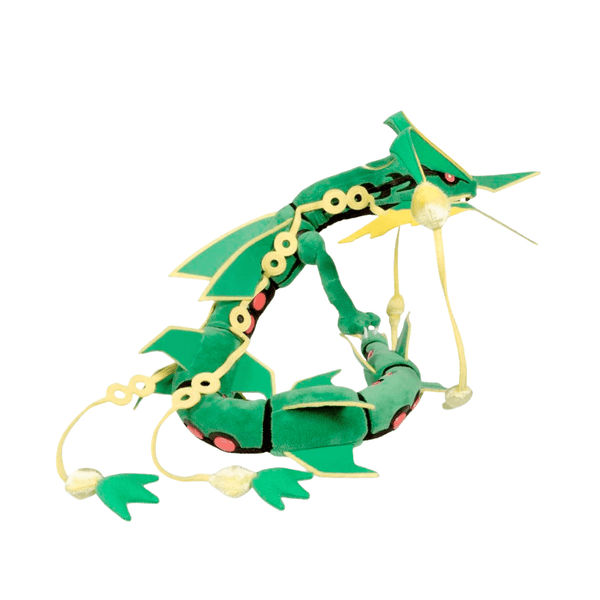 Mélaga-Rayquaza peluche Pokémon de 80cm représentant un Pokémon légendaire classique.