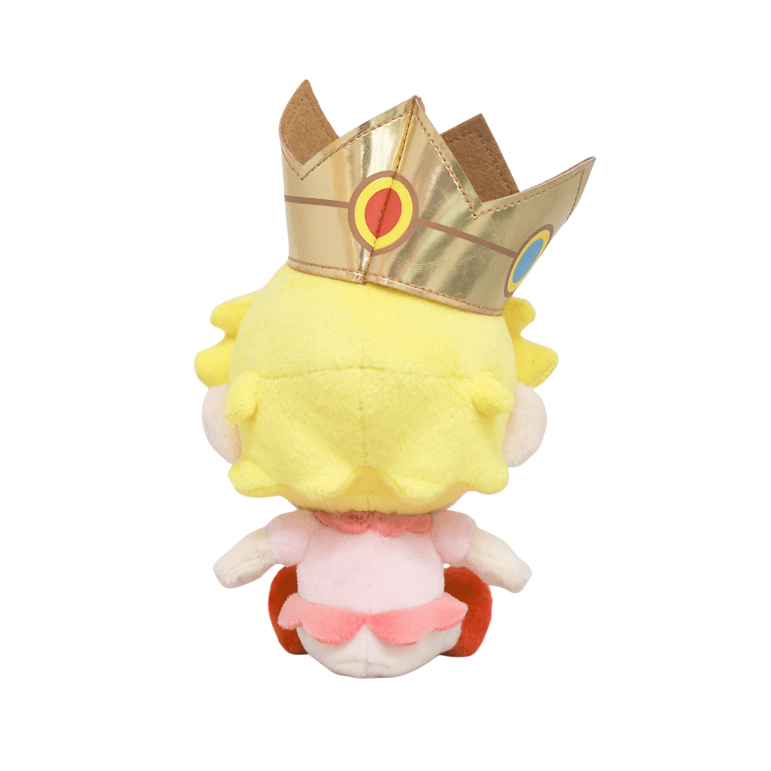 Peluche Bébé Peach de 13cm avec couronne, personnage de la série de jeux vidéo Mario.