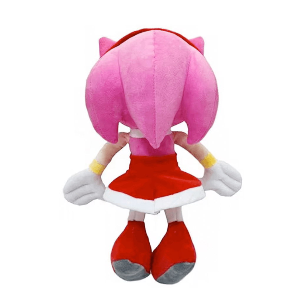 Peluche Amy Rose de 30cm montrant le dos, personnage emblématique de la série Sonic.