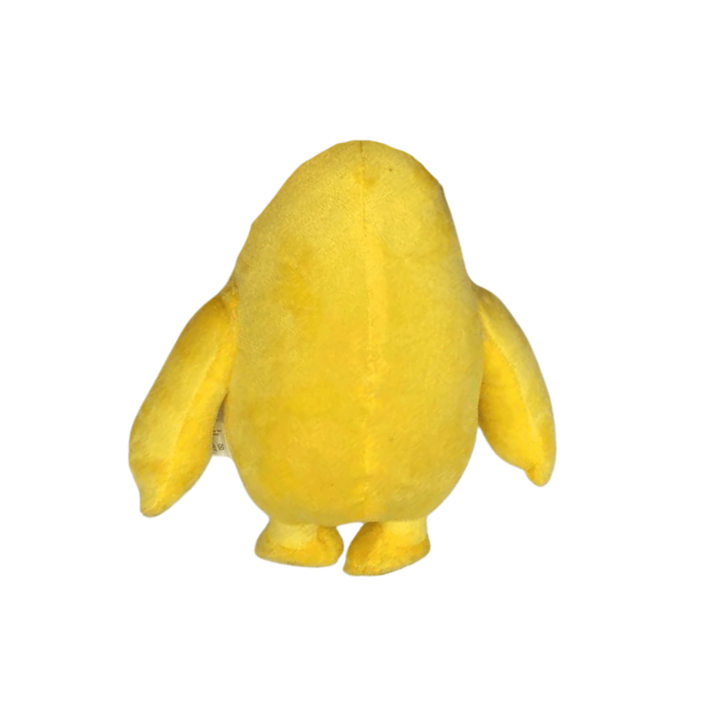 Peluche yellow Fall Guys de 18cm vue arrière, douce et amusante, parfaite pour les fans du jeu vidéo Fall Guys.