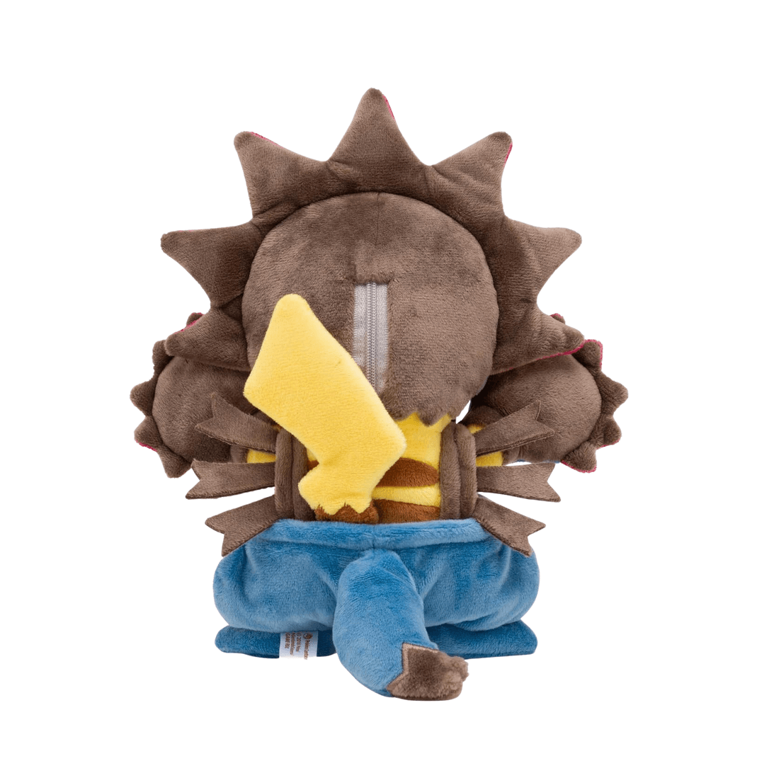 Pikachu Cosplay Trioxhydre, peluche de 20 cm inspirée de Pokémon, vue arrière, détails et design originaux.