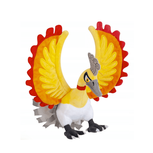 Peluches Ho-Oh Shiny 24cm brillante aux sept couleurs du Pokémon légendaire Ho-Oh