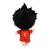 Tetsuro Kuroo plush doll, 20cm tall, wearing a red volleyball uniform with the number 1, from Haikyuu.