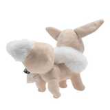 Peluche Évoli Shiny beige et crème, en tissu doux avec de grandes oreilles et une collerette blanche duveteuse.