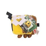 Peluche Abeille jaune en tissu doux, avec ailes blanches en forme pixelisée, pattes brunes et détails noirs inspirés de Minecraft.