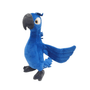Peluche Blu à plumes bleues en tissu doux, avec un grand bec noir, de grands yeux et une longue queue.