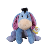 Peluche Bourriquet bleue en tissu doux, avec de longues oreilles roses, un museau beige et une crinière noire