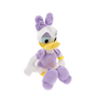 Peluche Daisy Duck en tissu doux, avec robe et nœud violets, plumage blanc et large bec jaune