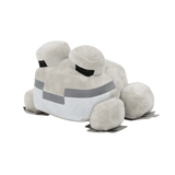 Peluche Grenouille, corps gris clair en tissu doux avec détails pixélisés gris et noirs et yeux en relief