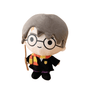 peluche Harry Potter en tissu doux, aux cheveux bruns, lunettes rondes, robe noire et écharpe rouge et jaune