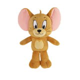 peluche Jerry en tissu doux brun et beige, avec grandes oreilles roses, museau crème et ventre en forme de cœur