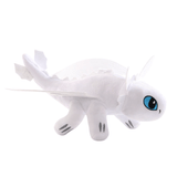 peluche Light Fury blanche en tissu doux, avec de grandes ailes, des griffes grises et un œil bleu brodé