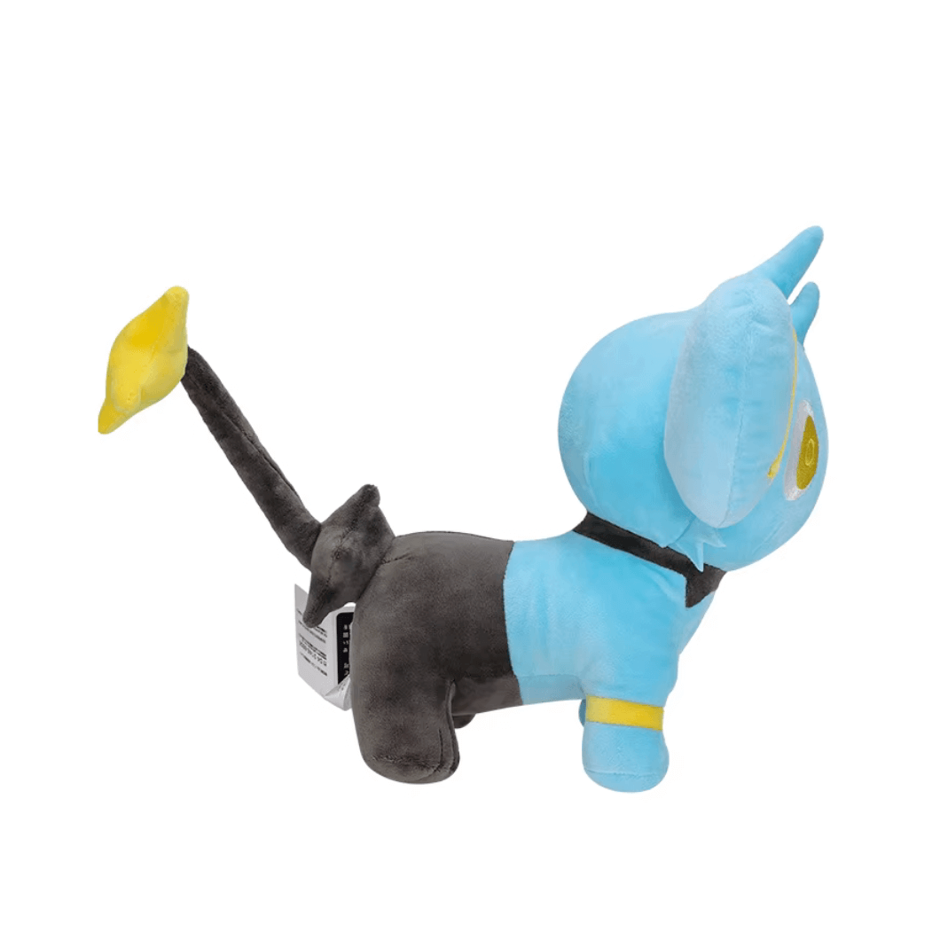 peluche Lixy bleu clair et gris foncé, avec une queue terminée par une pointe jaune et de grandes oreilles