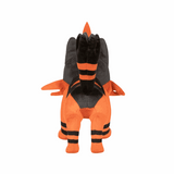 peluche Matoufeu orange et noire en tissu doux, avec des rayures noires et une queue touffue rayée