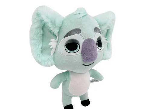 25 cm Pretty Boy plush koala in pale mint fabric, with oversized ears, lavender nose, white belly and black feet.