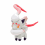 Peluche Zorua Hisui gris pâle aux accents rose vif et orangés, avec de longues mèches et des pattes à pointes noires.