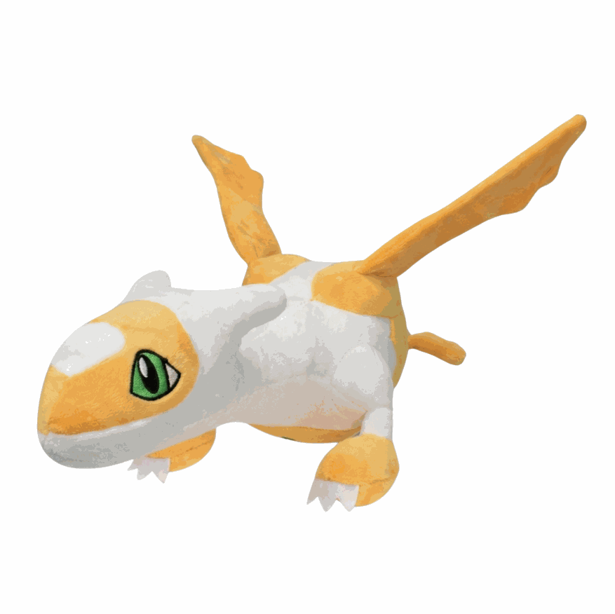Peluche Latias Shiny, avec un corps gris et jaune, de grands yeux verts et des ailes allongées. Peluches Latias Shiny aux détails brodés et pattes griffues.