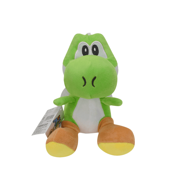 Peluches Yoshi vertes en tissu doux, avec ventre blanc, grandes chaussures orange et semelles jaunes