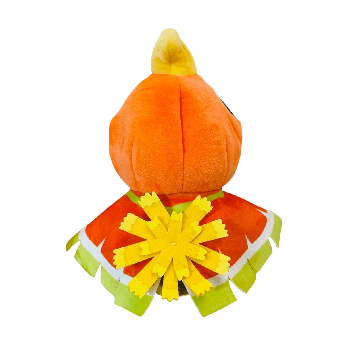 Peluche Pikachu Cosplay orange et jaune en tissu doux, déguisée en Ho-Oh avec une collerette à motif de plumes